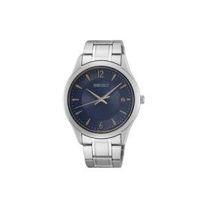Seiko Men's Watch Quartz Blue Dial Silver Steel Bracelet Date Display SUR419P1
